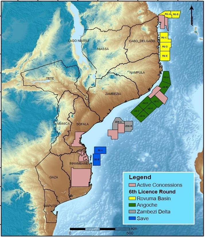 License gas blocks offshore and onshore of Mozambique as of 2026